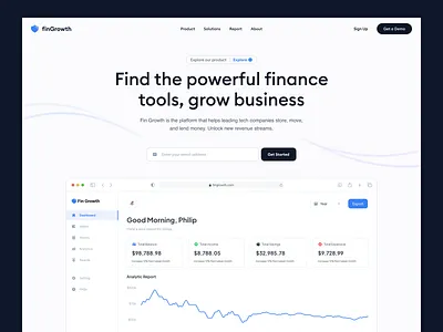 FinGrowth - Landing Page app bank business chart clean design finance fintech landing page modern ui website