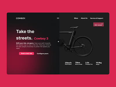 e-Bike Landing Page design ui