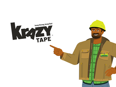 Krazy Tape - Modern Mascot animation beard carhartt construction construction hat green home renovation krazy tape logo animation man modern mograph plaid poc point poster product promo smile tennessee transition
