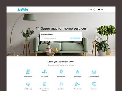 Justlife Website Design: Landing Page / Home Page UI home page landing landing page landingpage site ui ui design userinterface ux web webdesign webpage