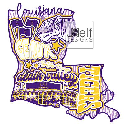 Louisiana art branding collegiate design football graphic illustration logo louisiana lsu shirt ui