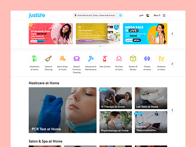 Justlife Website Design: Landing Page / Home Page UI homepage landing landingpage ui uidesign uiux userinterface ux web design website