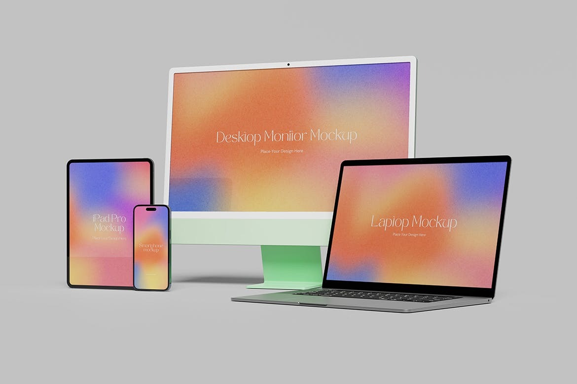 Multi Device Mockup cellphone computer device electronic gadget hardware imac laptop mac macbook macbookpro mockup phone samsung smartphone smartwatch tablet telephone wearable workspace