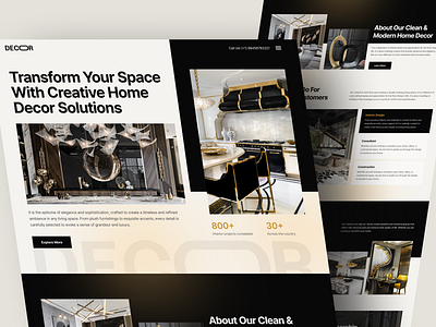 Decor - Luxury Interior Landing agency architecture creative home decor home interior interior landing page minimal property real estate studio ui uidesign ux web