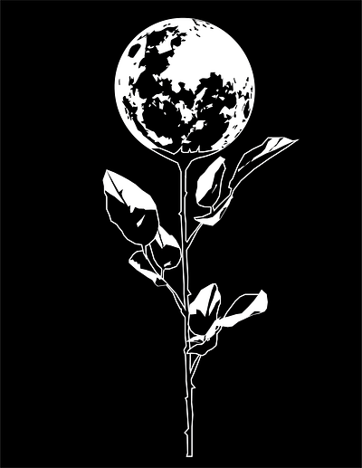 Rose Moon blackandwhite dark flower flowers garden gothic leaves lunar moon night plant rose stem