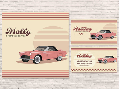 A retro illustration of acar for taxi service for women ai animation arts branding car cars design graphic design illustration logo minimal pink retro taxi typography ui vector vintage website
