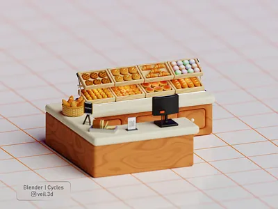 Bakery 🍞 3d 3d illlustration 3d render bakery bread cute design donut dough illustration isometric low poly mochi sugar sweet tasty