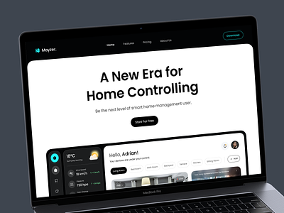 Mayzer - Smart Home Landing Page ai website app landing page artificial intelligence b2c website clean design digital product landing page platform design product design product landing page product profile saas saas website tech website ui web app web design web marketing webflow website