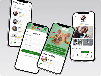 Poppi - Dog Walking App app beautiful chat design design system dog dog walking app figma green market research mobile poppi product design product designer prototype search ui user research ux wirefreames