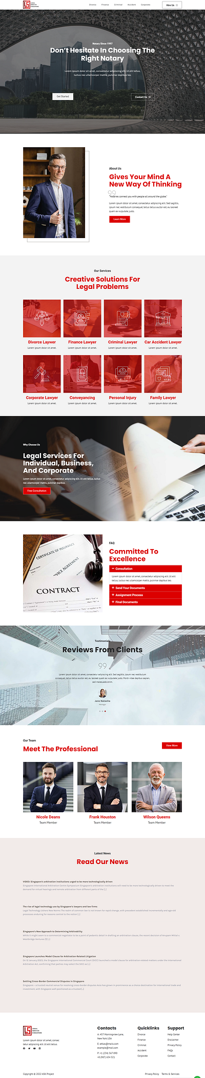 Legal Service Singapore Website branding design elementor ui ux website wordpress