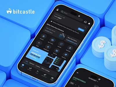 bitcastle - Crypto Platform 3d 3d mockup abstract app design blender3d blockchain c4d crypto crypto currency design finance homapage home screen mockup payment render ui ux uxui wallet