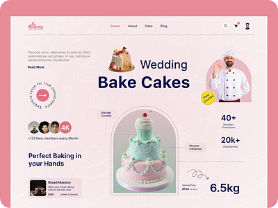 Delicious-Cake Shop Website Hero bakery birthday cakes candy chocolate cook course cupcake delicious dessert hero section landing page minimal mobile app pastry sweet ui ux web website design