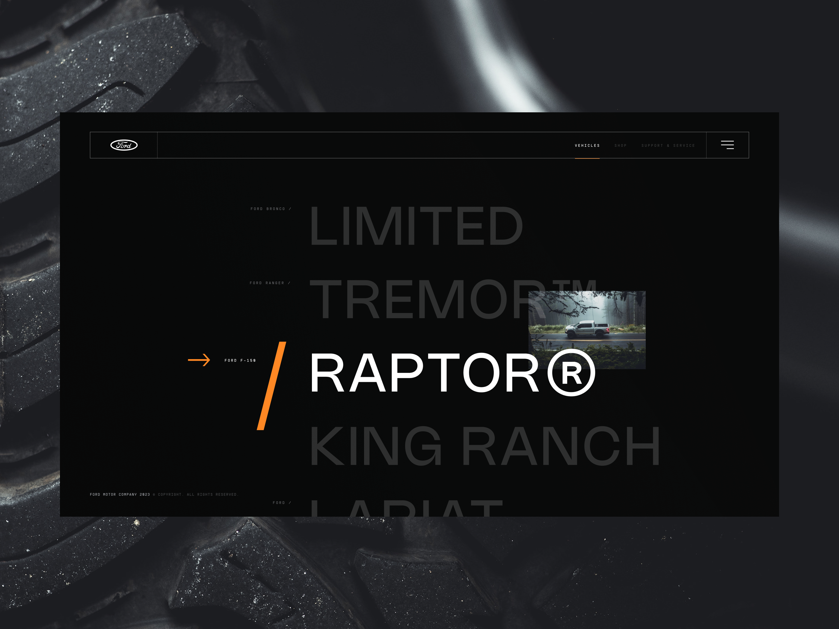 FORD F-150® RAPTOR - UI A.02 concept desktop f 150 ford layout raptor ui web design