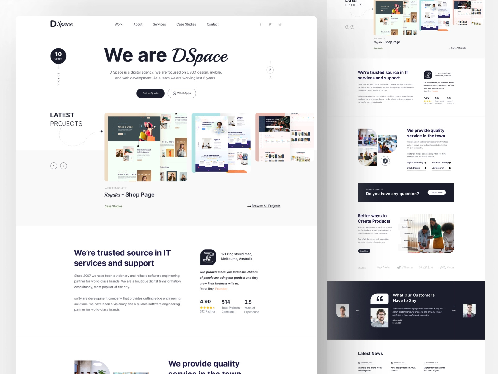 Dspace - Digital Agency Website Design by Rana Roy for Creative Mouse ...