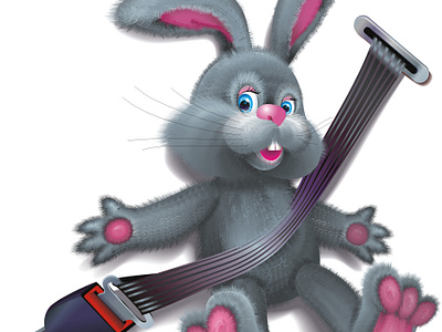 Toy Hare for social advertising. collection freelance illustration rabbit seat belt social advertising vector