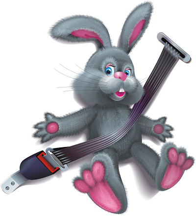 Toy Hare for social advertising. collection freelance illustration rabbit seat belt social advertising vector
