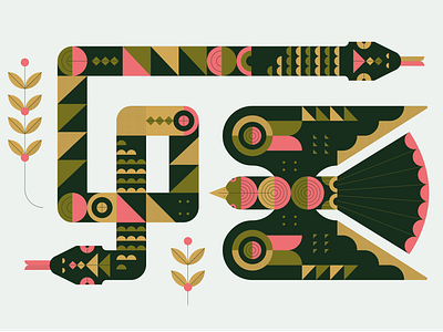 The Double-Headed Serpent + Bird auckland branding design illustration vector