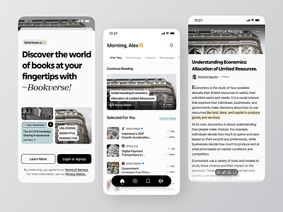 Bookverse - News & Article Apps article articles bulletin clean feed ios mobile app mobile design news news app news feed newslatter newspaper publishing read reading social app ui