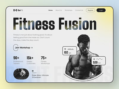 BeFit Gym and Fitness Landing Page clean crossfit exercise fitness fitness website gym health home page landing page online coaching online fitness personal trainer sport training webdesign website design website ui wellness workout yoga