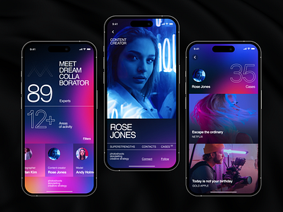 Base of creators — desgin concept app design gradient ios mobile typography ui ux