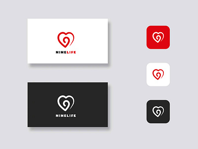 Nine life logo design. 9 with heart logo 9 logo balance compassion connection diversity equality harmony hearts love love logo nine logo unity