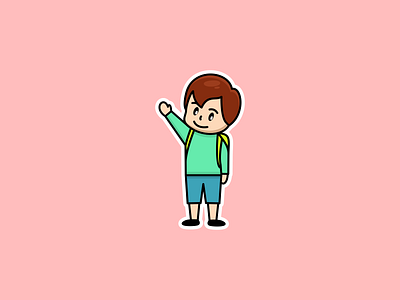 Cute Boy Back To School animation boy brand brand design branding cartoon character design cute cute logo design graphic graphic design illustration logo stickers vector