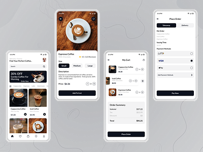 Coffee Ordering App UI Design app app design app ui coffee coffee app graphic design illustration mobile app ui ux