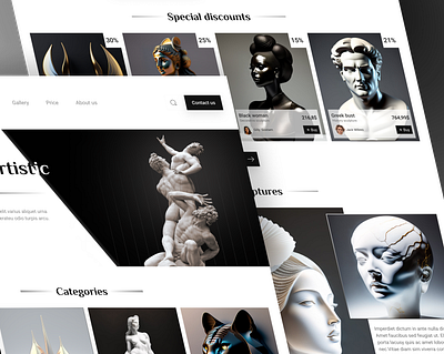 Statue selling website design graphic design main page statue statue shop ui uiux user experience user interface website
