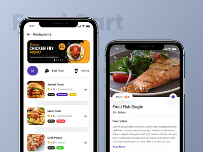 Food Ordering minimal mobile app restaurant app ui