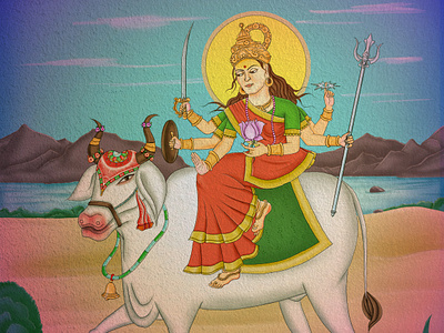 Maa Umiya Artwork in Chitrasutra ArtStyle - Digital Art chitrasutra devi wallpaper digital painting illustration indian goddess maa umiya art paintings of india wall art