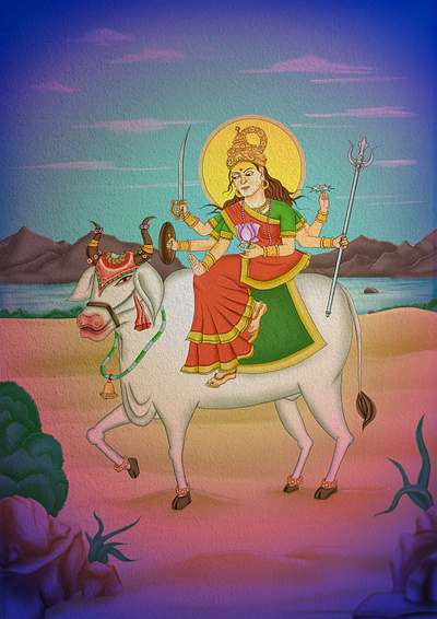 Maa Umiya Artwork in Chitrasutra ArtStyle - Digital Art chitrasutra devi wallpaper digital painting illustration indian goddess maa umiya art paintings of india wall art