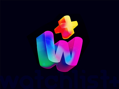 watchlist+ 3dlogo appicon applogo black branding color design logo modernlogo netflix ott ui wlogo