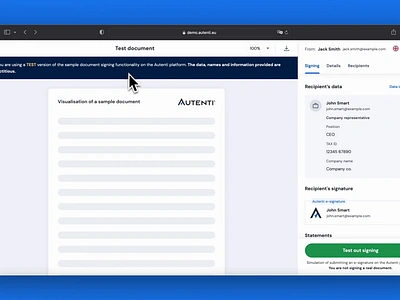 Autenti - Demo version of document signing. app autenti design desktop document e signature ui ui design uiux ux ux design web app