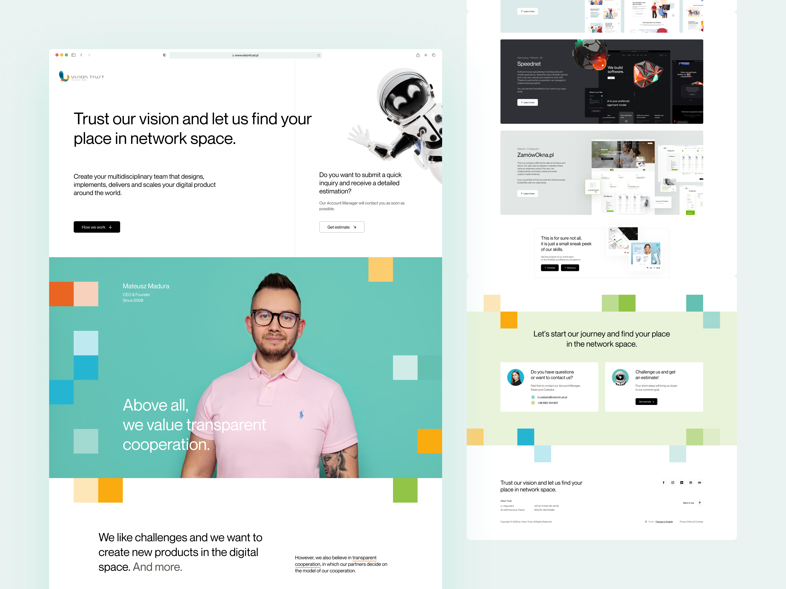 Vision Trust - Website 2023 👨‍🚀🚀 3d 3d illustration agency cosmonaut cosmos design landing page poland portfolio rocket ui ux web webdesign webdesigner website