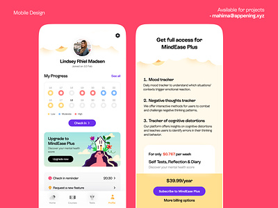 MindEase App - Online Therapy App amwell betterhelp brightside counselor headspace health heart it out illustration mental health mobile online counseling online therapy plans pricing psychiatrist subscription talkspace thriveworks ui ux