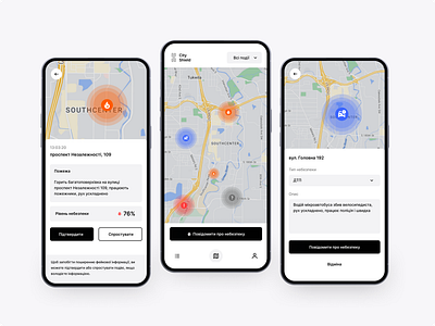 CityShield — City Safety App app city map mobile design safety ui ux