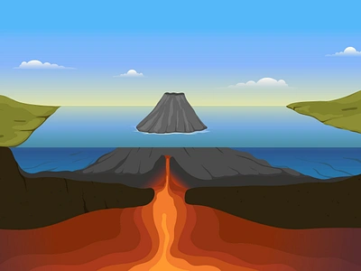 Volcanic island scheme app background education illustration landscape nature scheme svg vector volcanic volcano web