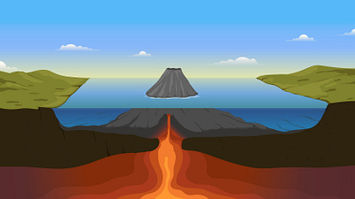 Volcanic island scheme app background education illustration landscape nature scheme svg vector volcanic volcano web