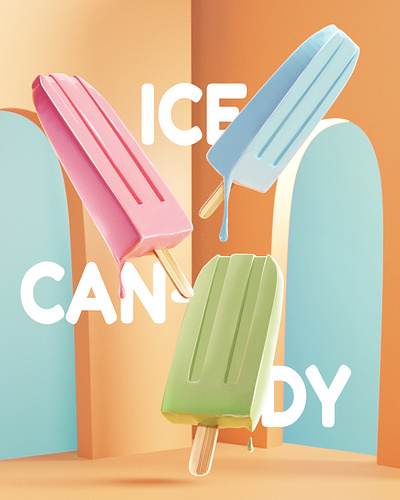 Ice candy modelling 3d animation design graphic design motion graphics