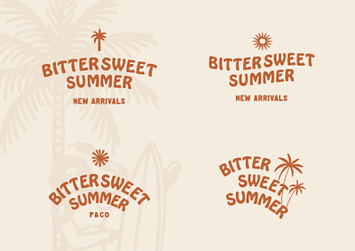 Bitter Sweet Summer Lockups 🌴 badge branding campaign design designer graphic design illustration lockup logo logo design palm pandco pco season summer sun text type typography vintage