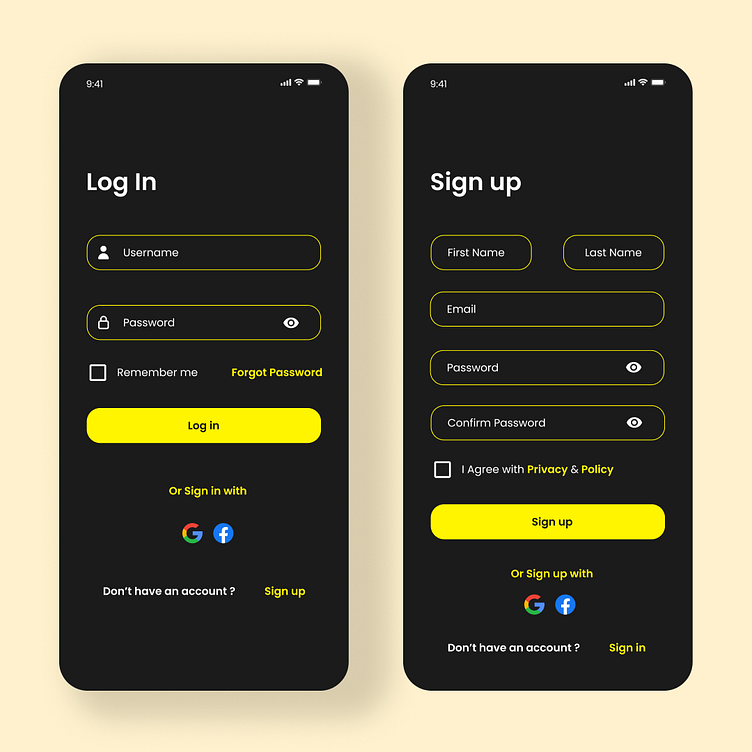 Login Sign up Page UI Design by Arup Mahanta on Dribbble