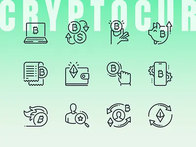 Cryptocurrency Icons bitcoin blockchain coin crypto cryptocurrency cryptocurrency icons currency ethereum icons outline token vector