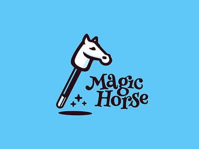 Magic Horse Logo animal brand branding cute for sale fun horse kid logo magic magic wand mark nagual design toy wizard