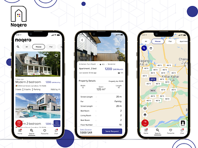 Naqera: Apartment Finder App app design branding design graphic design illustration logo mobile app motion graphics ui vector