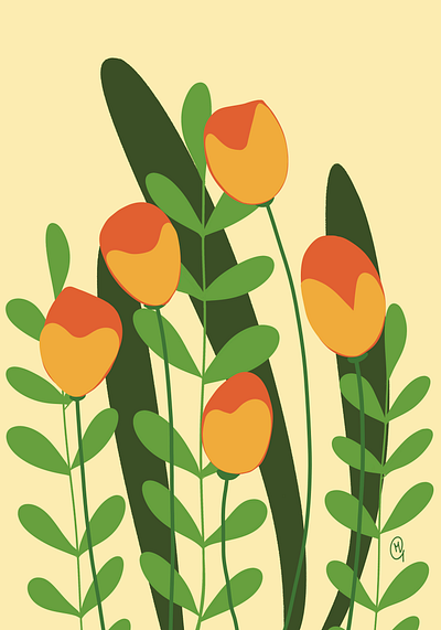 Tulipani artwork illustration leaves procreate warm