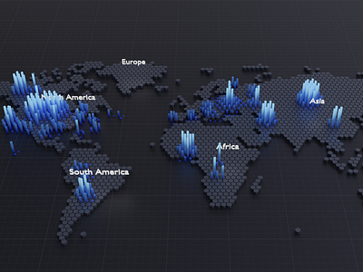 Hexagonal dot matrix map 3d blender map ui