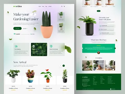 Plant Shop E-Commerce Landing Page Template design e commerce flower flower pots garden gardening green indoor plant landingpage moneyplant plant plant care plant shop plants tree ui design uidesign uiux uxdesign web template