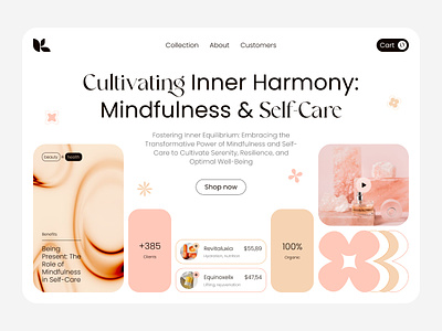 Mental Health website UI cosmetics doctor harmony health hero home page interface landing page mental health mental health website design mental wellbeing minfullness personal care relaxation shopify therapy ui ux web design website yoga