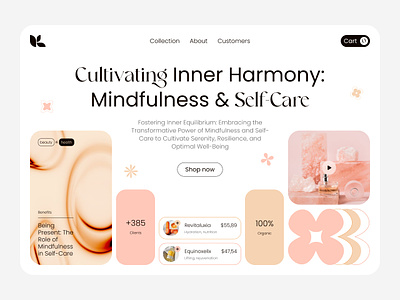 Mental Health UI Design Concept cosmetics doctor harmony health hero home page interface landing page mental health mental health website design mental wellbeing minfullness personal care relaxation shopify therapy ui ux web design website yoga