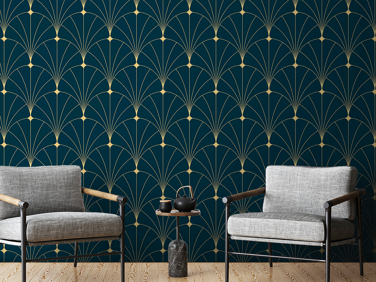 Dark Blue Color Abstract Art Deco Wallpaper by Decorsafari on Dribbble